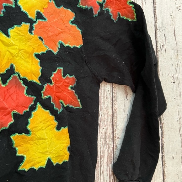 Vintage 1980s Fall Foilage Pullover Jumper Crewneck Sweatshirt - Picture 5 of 6